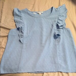 Blue Ruffle Sleeve Top